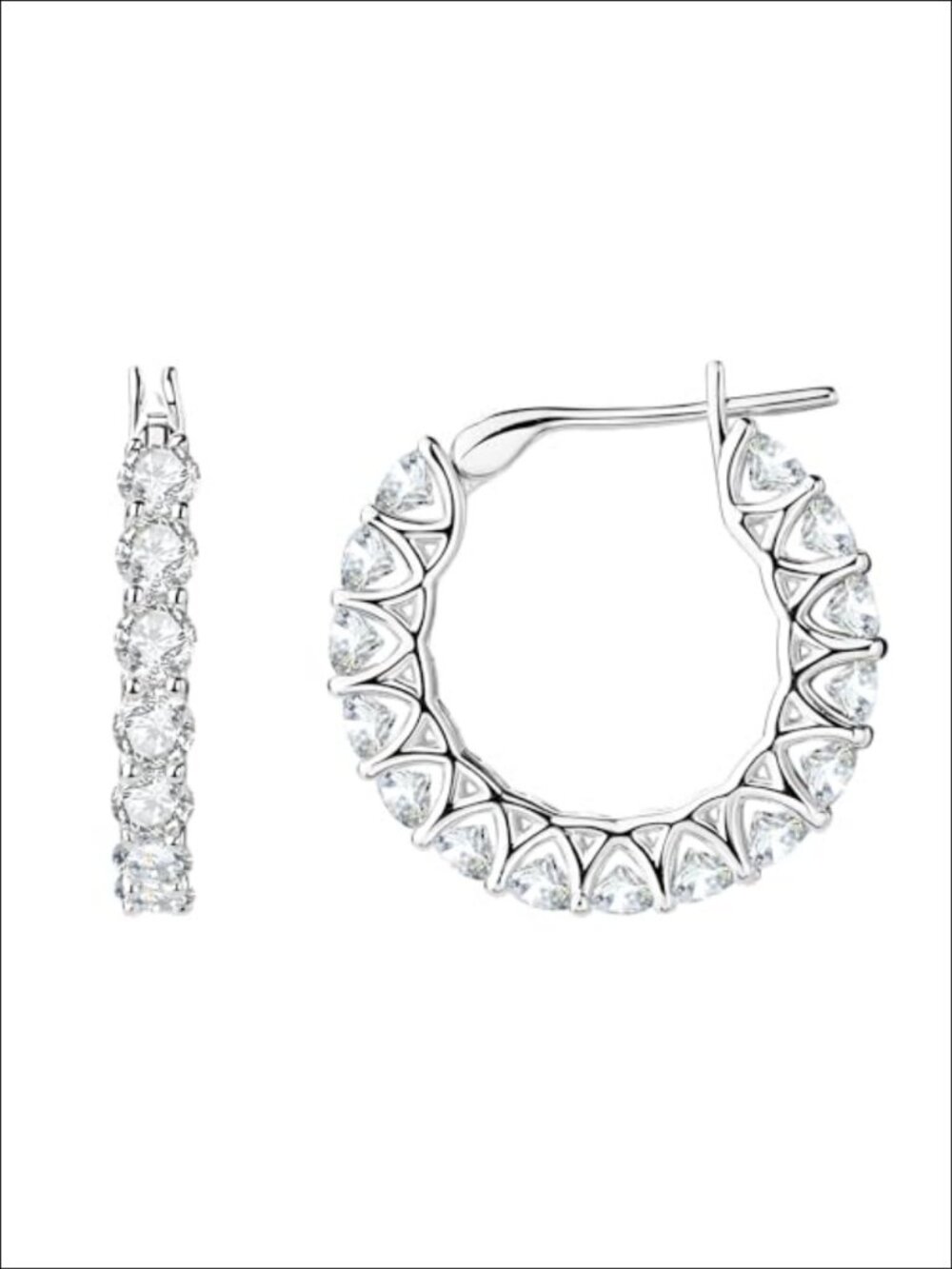 14K Gold Plated Cubic Zirconia Huggie Hoop Earrings Full Eternity Bridal